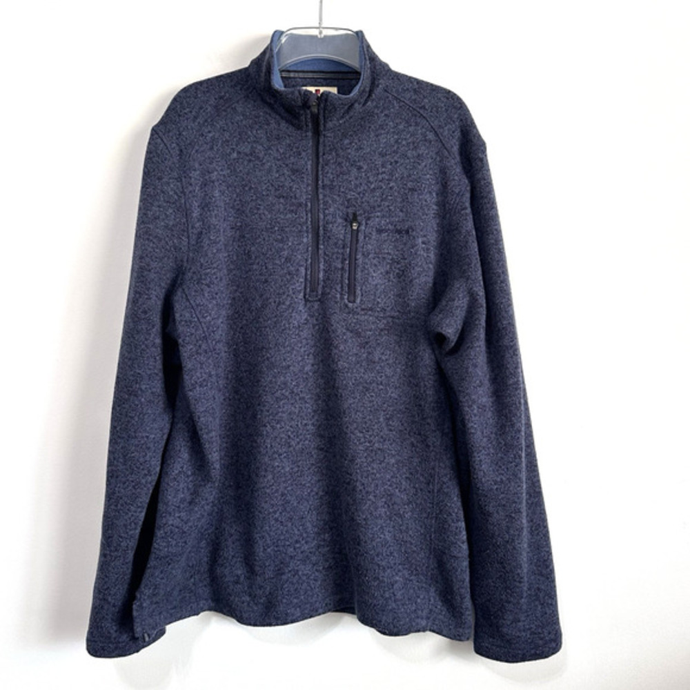 Woolrich Mens Half Zip Sweater XL Blue Long Sleeve Pocket Mock Neck Knit Jacket